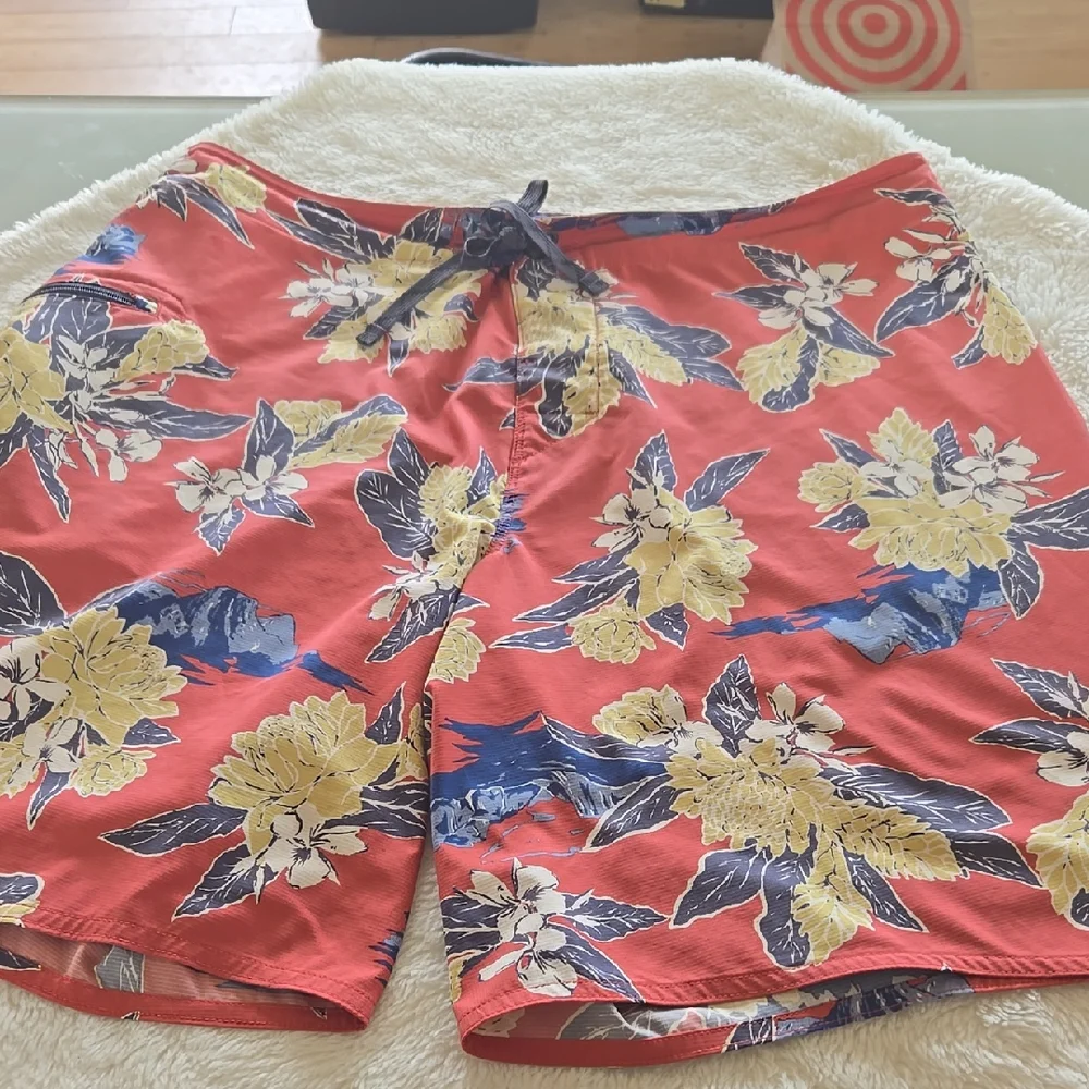 Floral Red Patagonia Swim Shorts - Picture 1 of 12